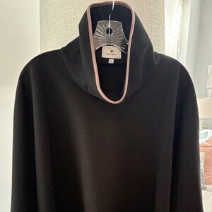 Tuckernuck Black Leather Trim Funnel Neck Piper Poncho